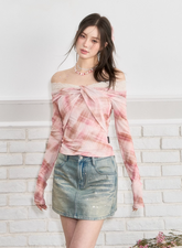 Plaid Lace Long Tee